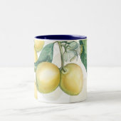 レモンブランチホワイト&イエローカントリー素朴シック ツートーンマグカップ (中央)