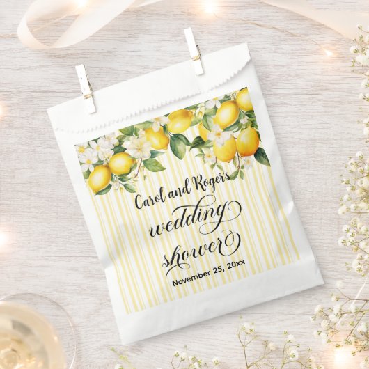 レモンブランチ地中海のサマーウェディングシャワー フェイバーバッグ (クリップ留めされた状態)