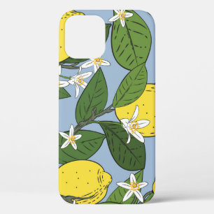 レモンブランチ:ブルーヴィンテージイラストレーション iPhone 12ケース