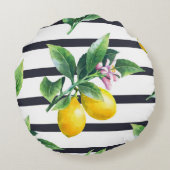レモンブランチ：柑橘類の水彩ブリス ラウンドクッション (裏面)