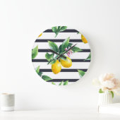 レモンブランチ:柑橘類の水彩ブリス ラージ壁時計 (ホーム)