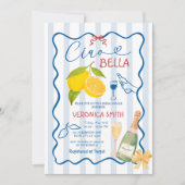 レモンブルーイタリアチャオブライダルシャワー招待状 招待状 (正面)