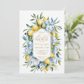 レモンブルーイタリアンイエローフローラブライダルシャワー 招待状 (スタンド正面)