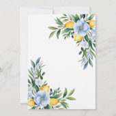 レモンブルーイタリアンイエローフローラブライダルシャワー 招待状 (裏面)