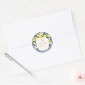レモンブルーイタリアンタイルブライダルシャワーありがとう ラウンドシール (封筒)