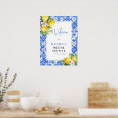 レモンブルーイタリアンタイルブライダルシャワーへようこそ ポスター (キッチン)