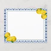 レモンブルーイタリアンタイルブライダルシャワーレシピカード (裏面)