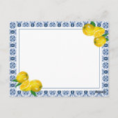 レモンブルーイタリアンタイルブライダルシャワーレシピカード ポストカード (裏面)