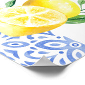 レモンブルーイタリアンタイルポジターノブライダルお祝い ポスター (角)