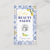 レモンブルーイタリアンタイル水彩美しいサロン 名刺 (正面)