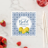 レモンブルーイタリアンタイル結婚のブライダルシャワー スタンダードカクテルナプキン (インサイチュ)