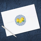 レモンブルーイタリアンタイル結婚式の引き出物シール ラウンドシール