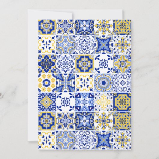 レモンブルーイタリアンタイル赤地中海のちゃんシャワー 招待状 (裏面)