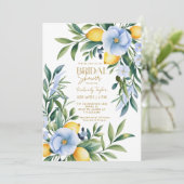 レモンブルーイタリアンフローラシトラスブライダルシャワー 招待状 (スタンド正面)