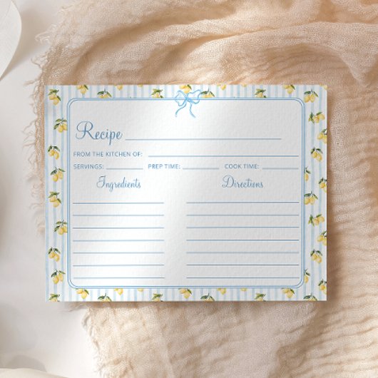 レモンブルーイタリアンブライダルシャワーレシピカード