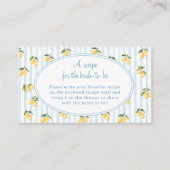 レモンブルーイタリアンブライダルシャワーレシピリクエスト エンクロージャーカード (正面)