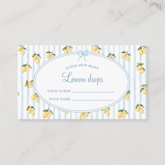 レモンブルーイタリアンレモンの滴の数を推測 エンクロージャーカード (正面)