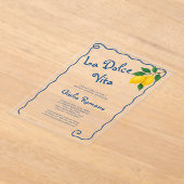 レモンブルーウィミフレームラドルチェヴィータブライダルシャワー アクリル招待状 (レイダウン)