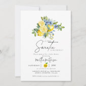 レモンブルーシトラスフルーツ夏のベビーシャワー 招待状 (正面)