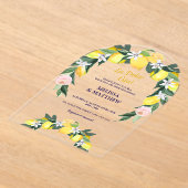 レモンブルータイルイタリアンカップルウェディングシャワー アクリル招待状 (レイダウン)