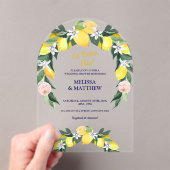 レモンブルータイルイタリアンカップルウェディングシャワー アクリル招待状 (インサイチュ (ポータブル))