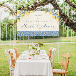 レモンブルータイルイタリアンブライダルシャワーバナー 横断幕