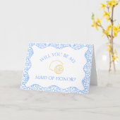 レモンブルータイルイタリアンメイド・オブ・オーナー(花嫁付き添い人)提案 カード (黄色い花)