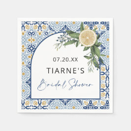 レモンブルータイルカスタムブライダルシャワー スタンダードカクテルナプキン