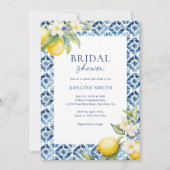 レモンブルータイルサマーイタリアンブライダルシャワー 招待状 (正面)