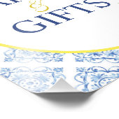 レモンブルータイルブライダルシャワーカードとギフトサイン フォトプリント            (角)