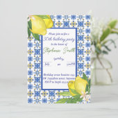 レモンブルータイル地中海の誕生日招待状 招待状 (スタンド正面)