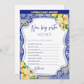 レモンブルータイル赤ちゃんシャワー – 編集可能な名前， 5x7 招待状 (正面/裏面)