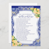 レモンブルータイル赤ちゃんシャワー – 編集可能な名前， 5x7 招待状 (正面/裏面)