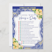 レモンブルータイル赤ちゃんシャワー – 編集可能な名前， 5x7 招待状 (正面)