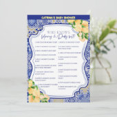 レモンブルータイル赤ちゃんシャワー – 編集可能な名前， 5x7 招待状 (スタンド正面)