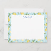 レモンブルーパーソナライズされたフラットノートカード ノートカード (正面)