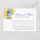 レモンブルーフローラアドバイス&WIshesブライダルシャワー エンクロージャーカード (正面)