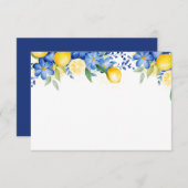 レモンブルーフローライタリアンブライダルシャワー エンクロージャーカード (正面/裏面)