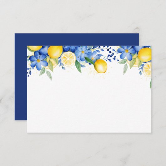レモンブルーフローライタリアンブライダルシャワー エンクロージャーカード (正面/裏面)