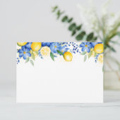 レモンブルーフローライタリアンブライダルシャワー エンクロージャーカード (スタンド正面)