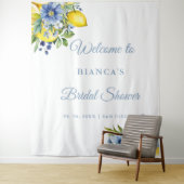 レモンブルーフローラシトラスブライダルシャワー歓迎 タペストリー (インサイチュ)
