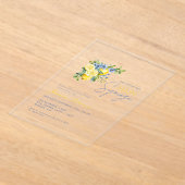 レモンブルーフローラシトラスブライダルシャワー アクリル招待状 (レイダウン)