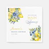 レモンブルーフローラシトラスブライダルシャワー スタンダードカクテルナプキン (正面)