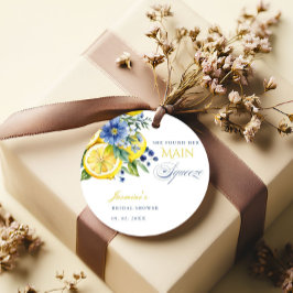 レモンブルーフローラシトラスブライダルシャワー フェイバータグ