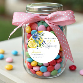 レモンブルーフローラシトラスブライダルシャワー ラウンドシール