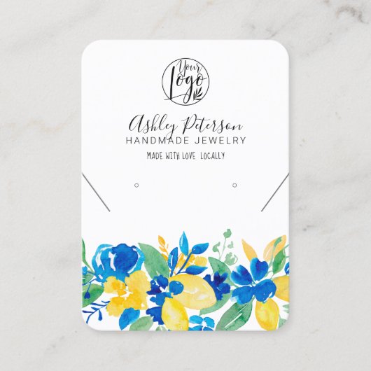 レモンブルーフローラロゴジュエリーイヤリングネックレス 名刺 (正面)