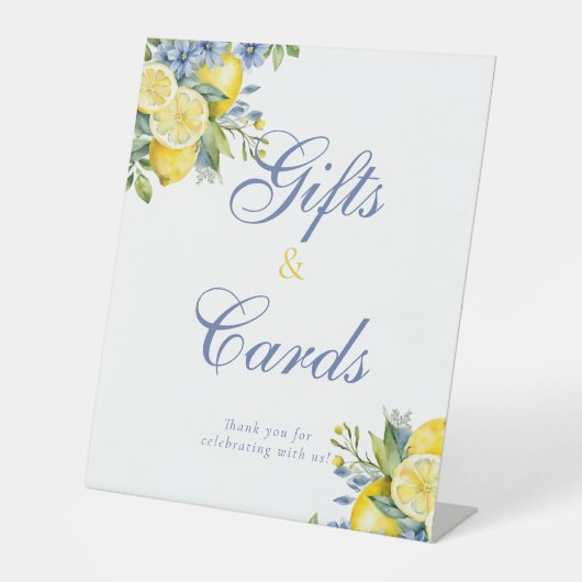 レモンブルーフローラ柑橘類ブライダルギフト&カードサイン 台座サイン (正面)