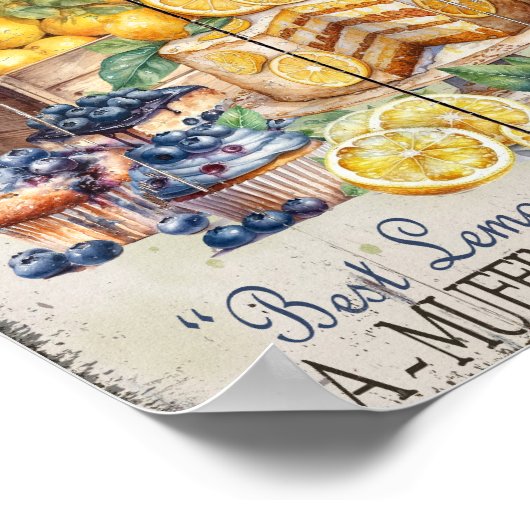 レモンブルーベリーデッセルズファームハウスキッチンポスター ポスター (角)