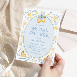 レモンブルーボウお洒落ブライダルシャワー招待 招待状