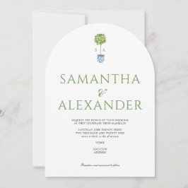 レモンブルーメディテラネアンガーデングリーン結婚ズ 招待状